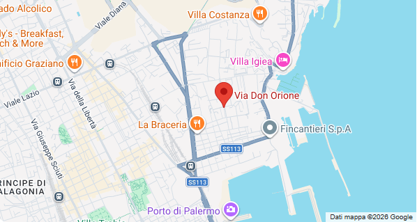 Mappa zona di assistenza tecnica Maggio Elettrodomestici Palermo Via Don Orione